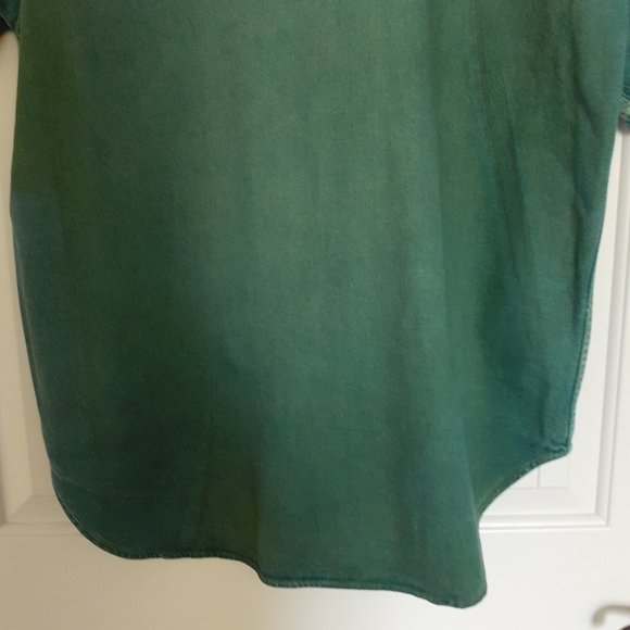 Vintage World Island Denim Button Up Short Sleeve Shirt with Green Dye Size L - Picture 13 of 15
